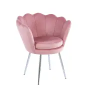 Fotel wypoczynkowy muszla mała velvet różowy nogi srebrne FR1-ZA